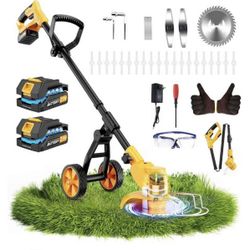 Cordless Electric Weed Wacker Saw , With 2 Batteries, With Wheels, Etc. (NEW)