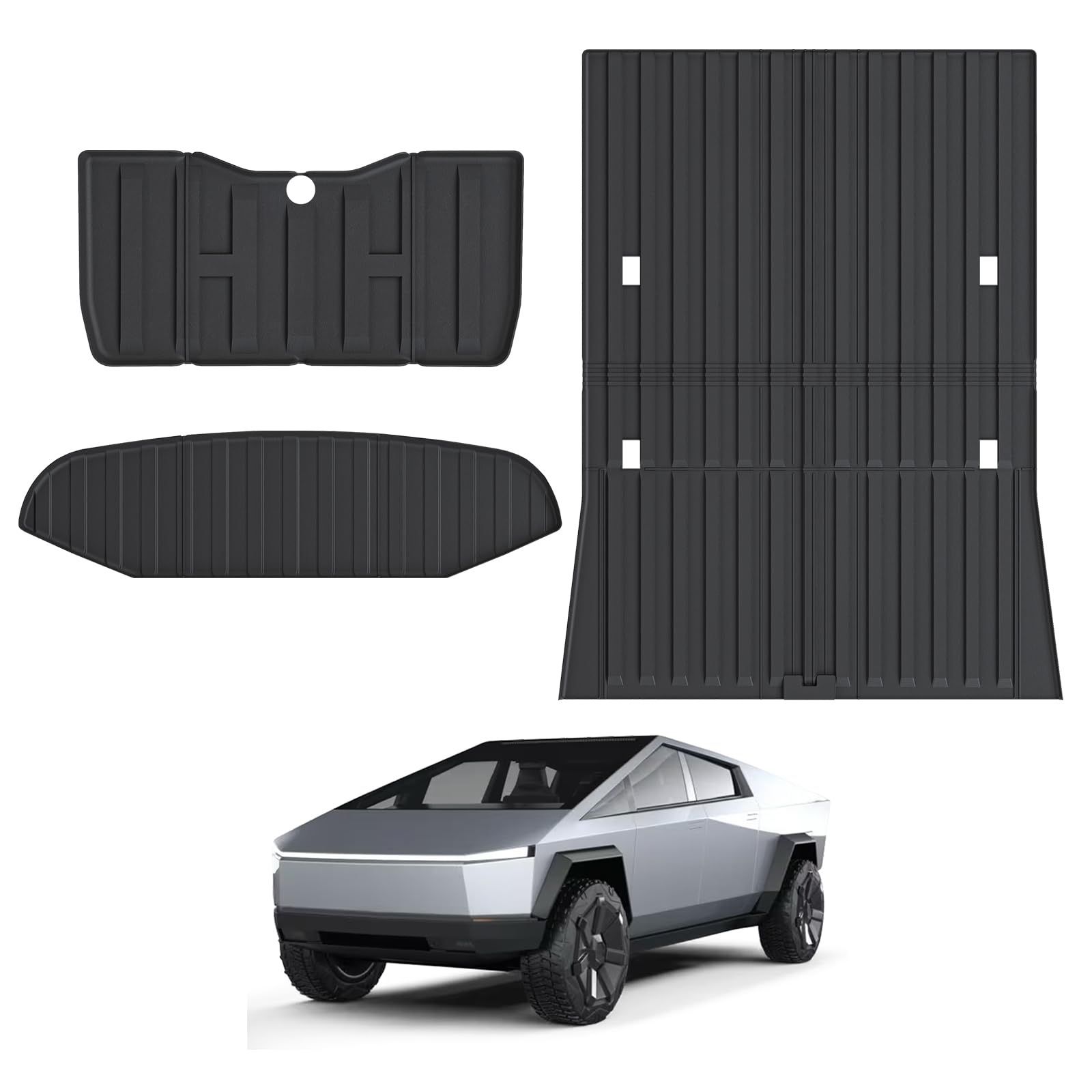TPE All-Weather Truck Bed Mat for Cybertruck Accessories, Custom Fit Cargo Liner for Tesla Cybertruck 2023-25, Durable Frunk Mat and Rear Sub Trunk Ma