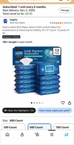 Inspire Adult Premium Washcloths 12-Pack