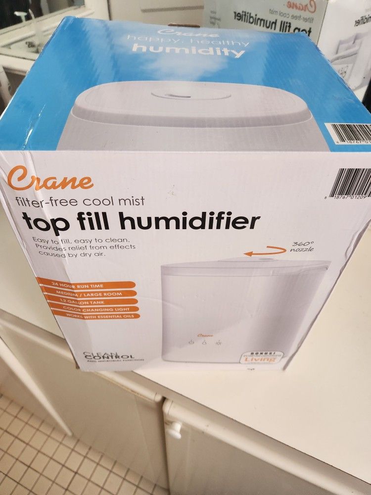 Crane Filter Free Cool Mist Top Fill Humidifier 1.2 Gallon Tank