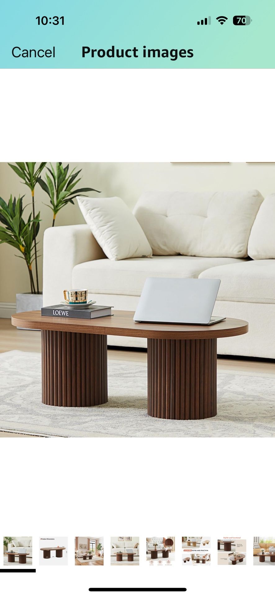Oval Fluted Coffee Table, Farmhouse Wood Coffee Table