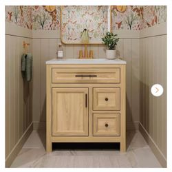 Haldone 31 in. Single Sink Sunlit Bath Vanity with White Cultured Marble Top (Assembled)