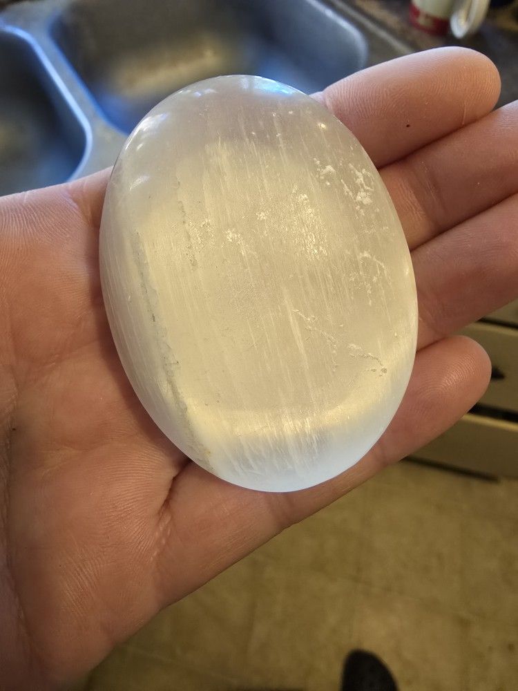 Selenite Palm Stone