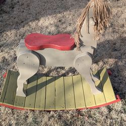 Antique wooden rocking horse kids play fun