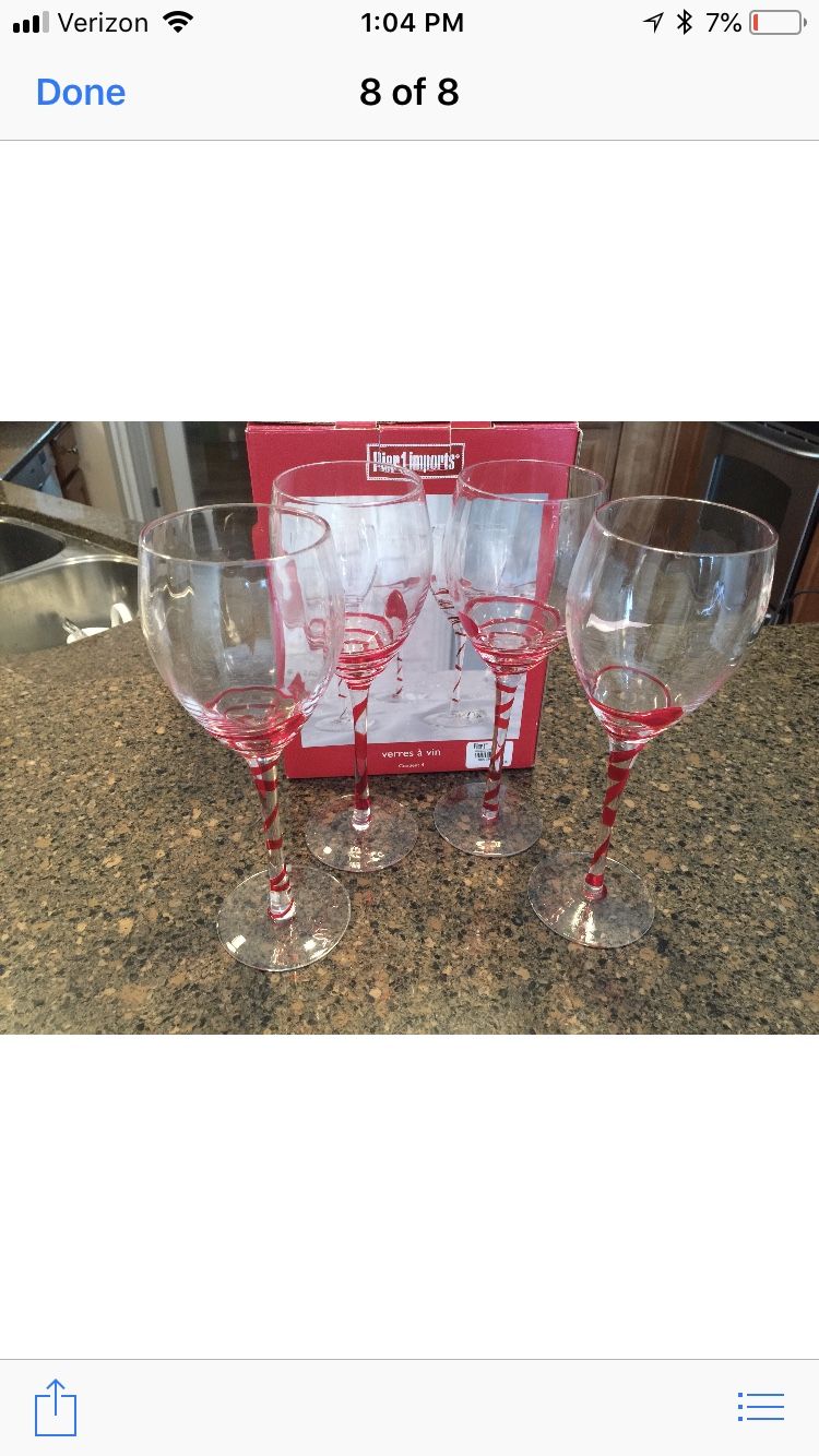 4 new Pier 1 Christmas Wine glasses