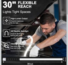 👍👍👍 AESTLL 30” Flexible LED Work Light – Rechargeable, 3 Modes & Hands-Free