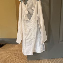 White Patterned Indian Kurta, Kids 5–8 Years, Gently Used