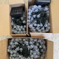3 Pack Outdoor Waterproof Solar Lights, 8 Modes Crystal Ball Lights, Outdoor Solar String Lights, Patio Porch Garden Yard Christmas Wedding Party Deco