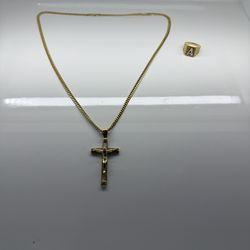 10k Gold Necklace w/ Pendant & Ring Combo