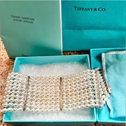 Authentic Tiffany & Co Ziegfeld Pearl Bracelet 10-Row 925 Silver