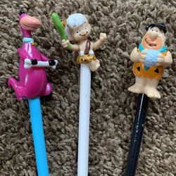 Vintage Set of 3 Flintstones Pencils (Fred, Bam Bam, Dino)