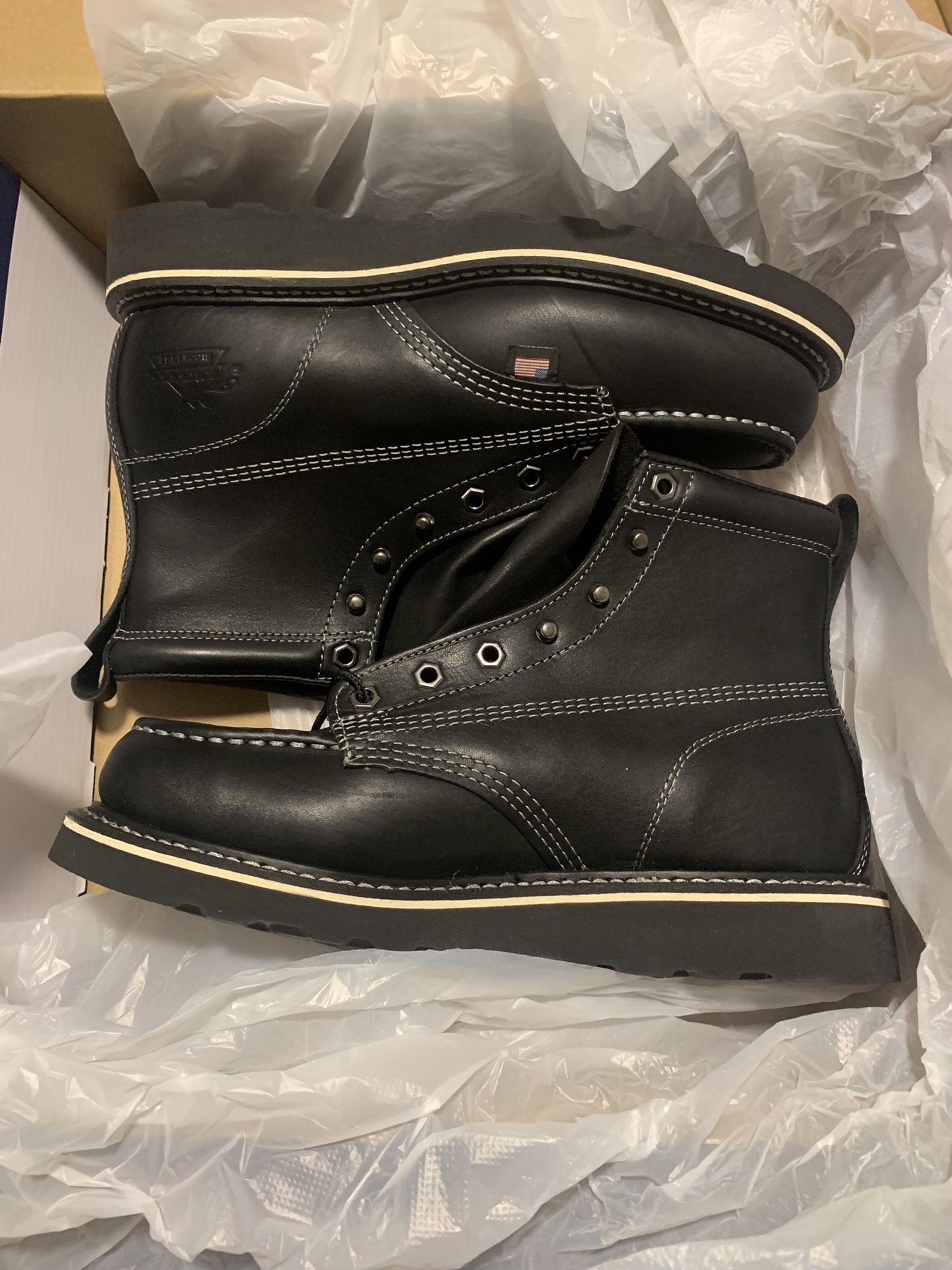 Thorogood American Heritage 6” Moc Toe Work Boots for Men - Soft Toe, Premium Full-Grain Leather with Slip-Resistant Wedge Outsole and Comfort Insole