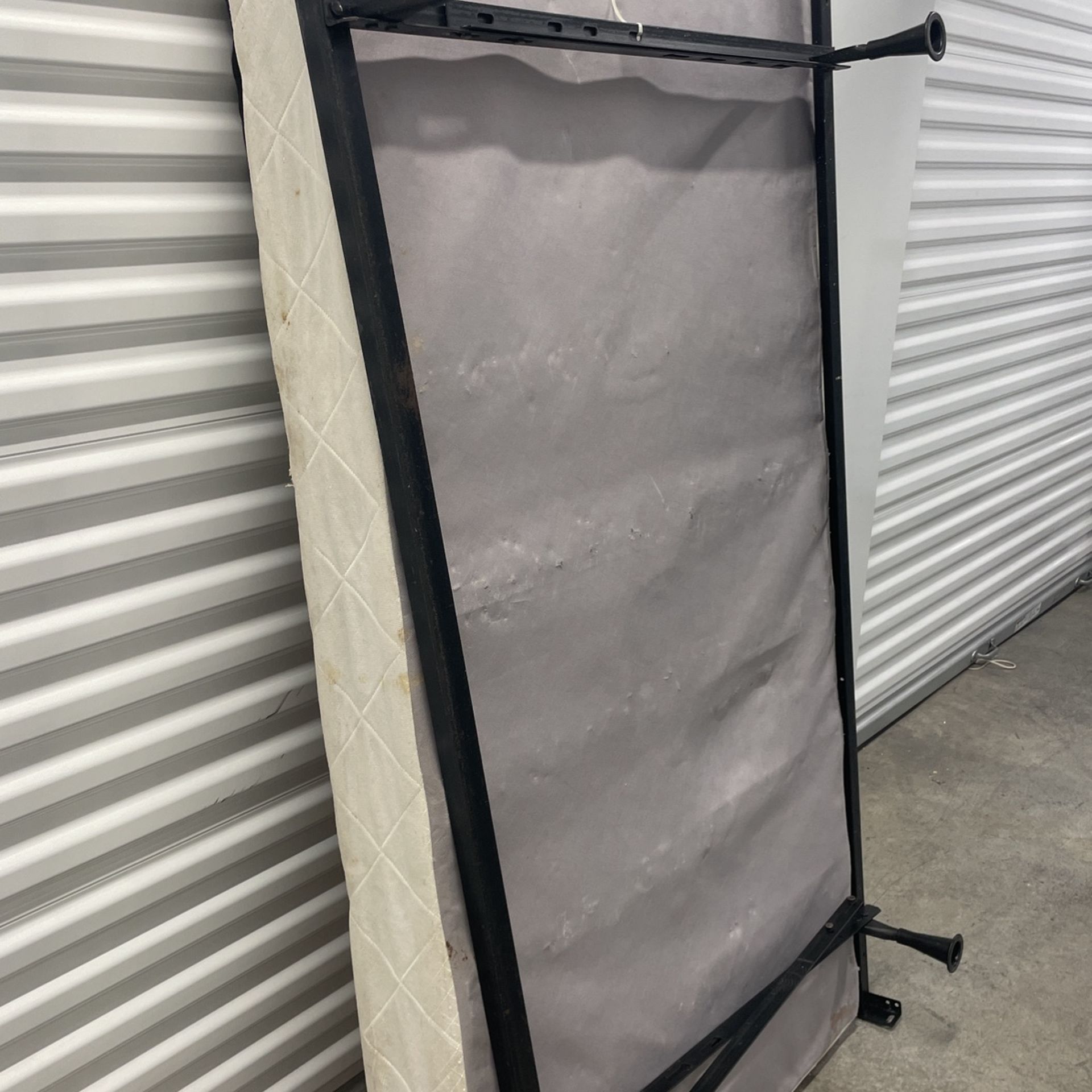 Twin Size Boxspring And Metal Rails For $65 Includes Delivery