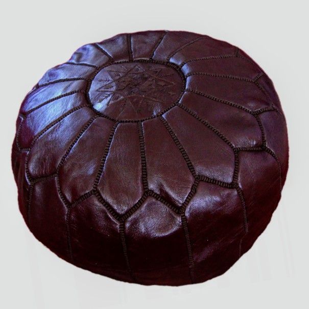 Beautiful Moroccan Pouf Ottoman Footrest Leather Hand made Different Colors Are Available
