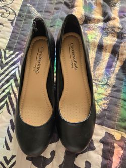 Black small heel flats