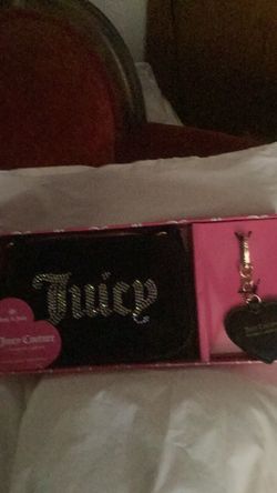 Juicy Couture Black Velour Wallet with Charm keychain