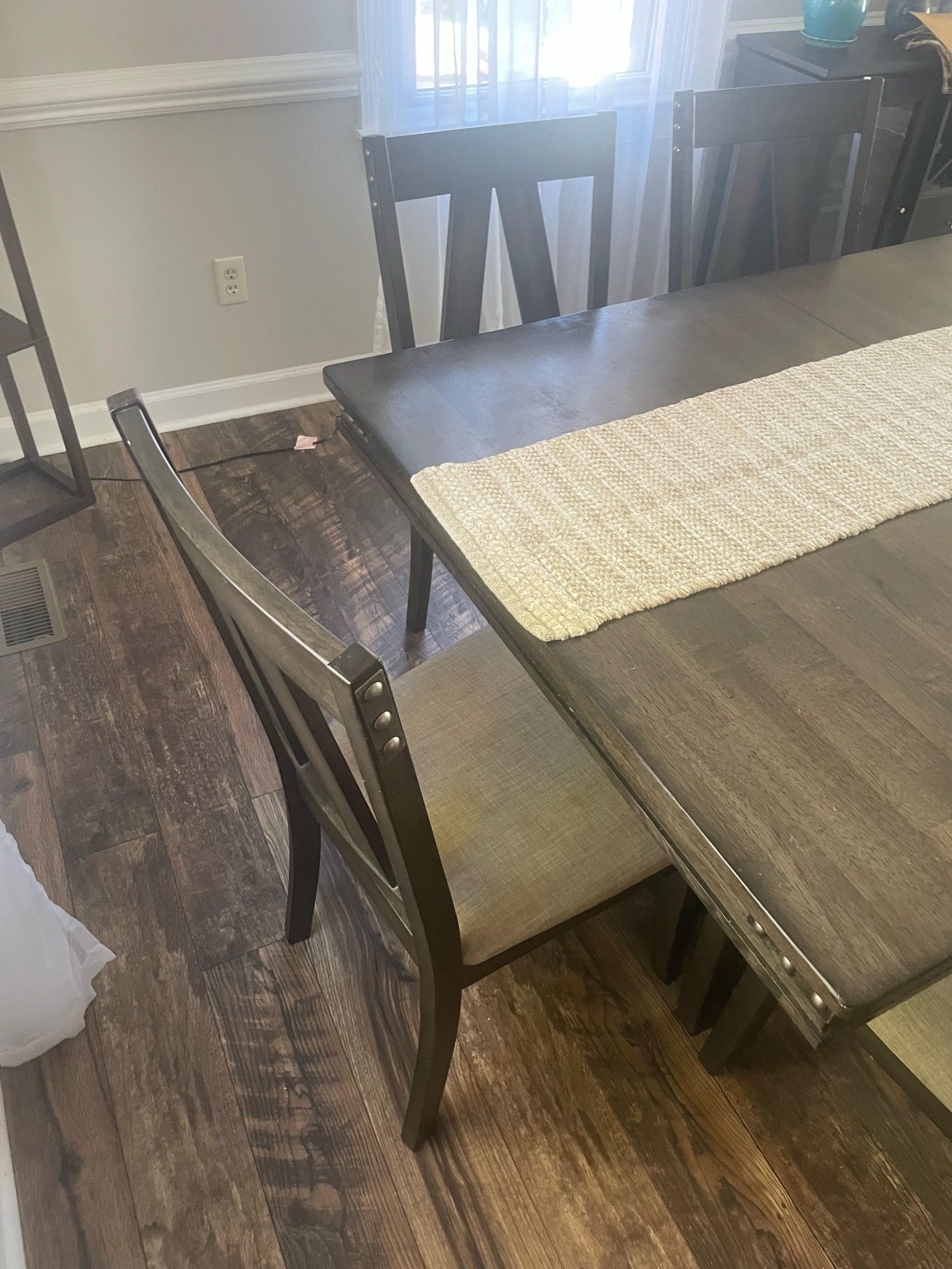 Kings Brand Furniture Brown Wood Rectangle Dining Room Table & 6 Chairs