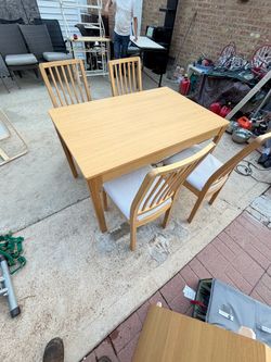Light Wood Dining Table with 4 Chairs
