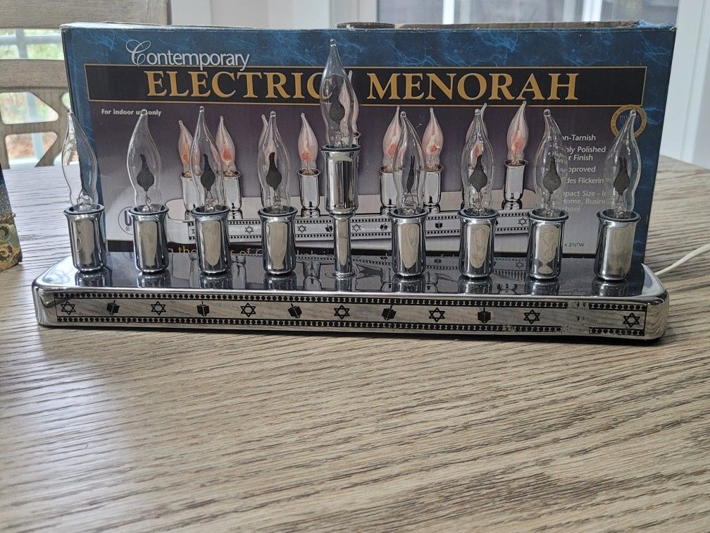 Electric Menorah, 3 Wise Men, Star Ornament Silver Stand Waterford Holders