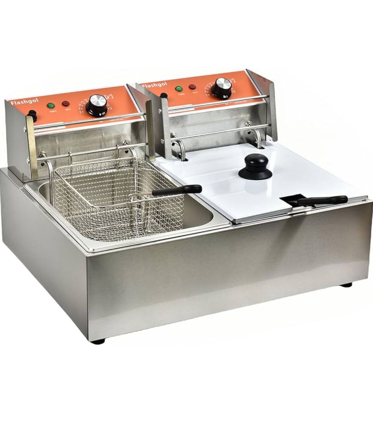 Commercial Deep Fryer with Basket 6-12L Capacity Adjustable Temperature and Timer Stainless Steel With lid Suitable for home/commercial/camping/outdoo