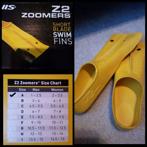 Zoomer Swim Fins Size Chart