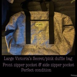 Large Victoria’s Secret pink duffel bag with zip pockets $25