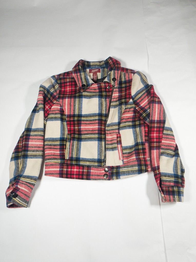 Arizona Plaid Jacket Kids Girls Size XL 14/16 Zipper
