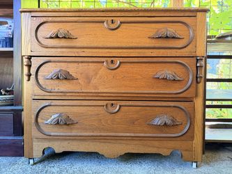 Beautiful Antique Oak Dresser with handcarved handles
