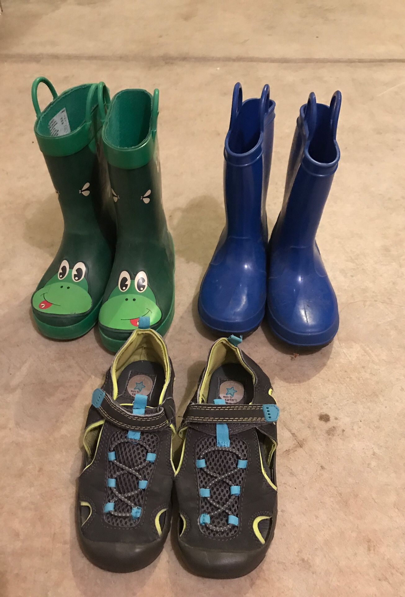Rain boots and sandals -size 11
