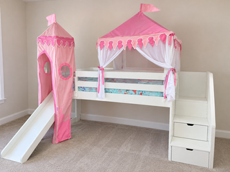 Princess Twin Loft Bed with Slide & Stairs – $250 OBO