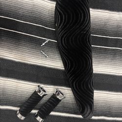 LOWRIDER BICYCLE BLACK VELOUR BANANA SEAT W/BLACK AND CHROME VELOUR GRIPS