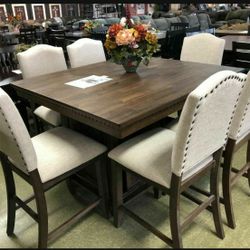 Regent Grayish Brown Counter Height Set, Dining table and Chairs 1599