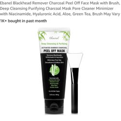 Ebanel Blackhead Remover Charcoal Peel Off Face Mask with Brush, Deep Cleansing Purifying Charcoal Mask Pore Cleaner Minimizer with Niacinamide, Hyalu