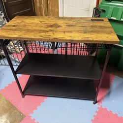 Sideboard Table With Power Outlets, USB, Shelves, And Drawers