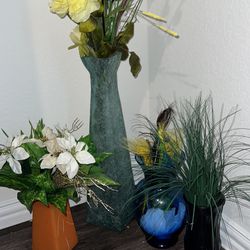 Multiple Vases And Fake Plants