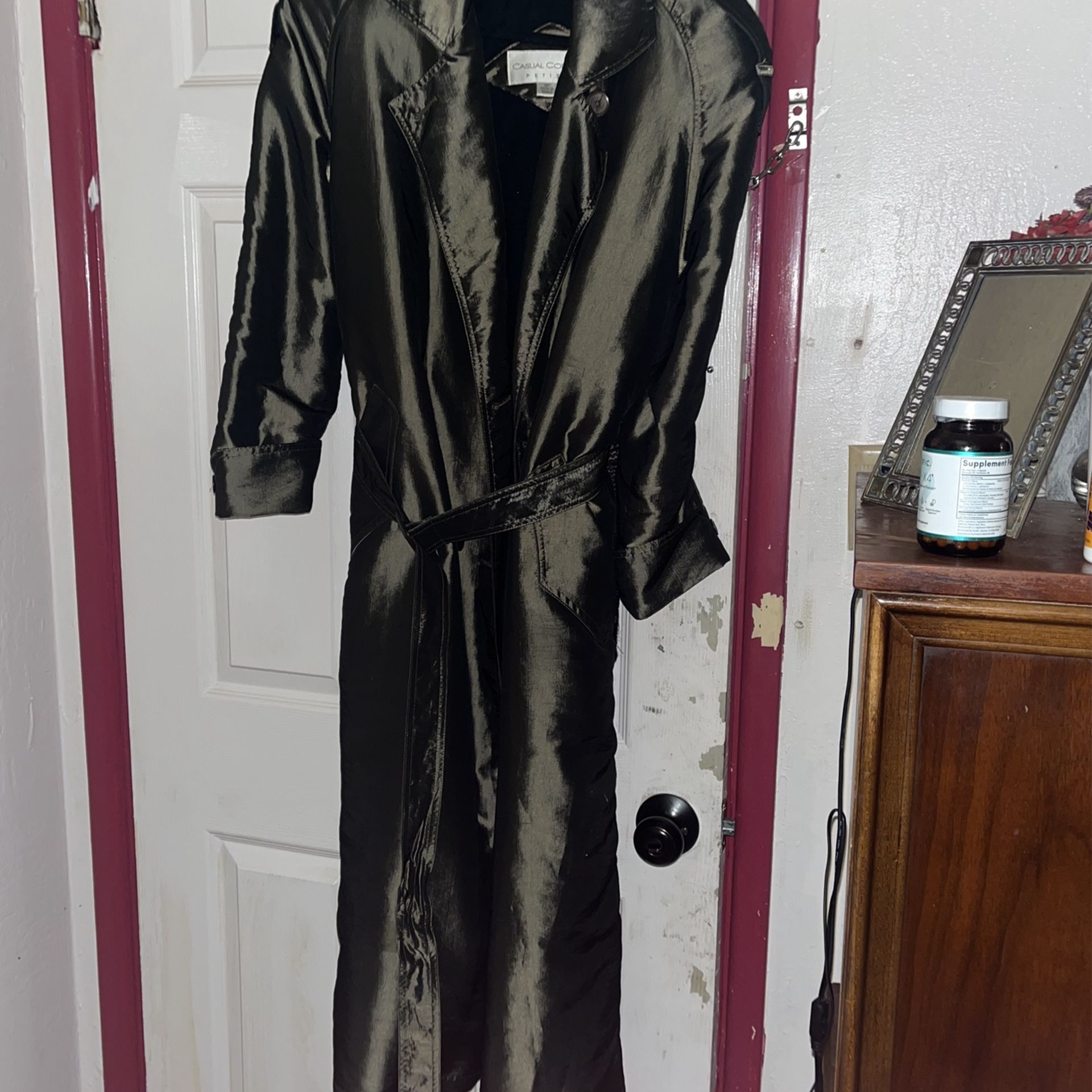 Casual Corner Metallic Green Trenchcoat