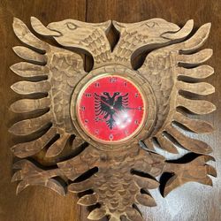 Hand Carved Wooden Albanian Clock