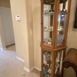 Glass Lighted And Glass Shelved Curio Cabinet Only