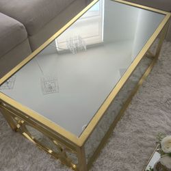 Gold And Glass Coffee Table 