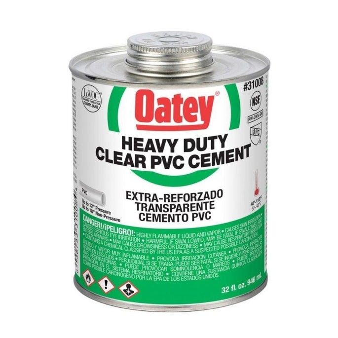 31008 OATEY PVC Heavy Duty Clear Pipe Cement, 32 oz.