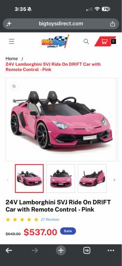 Pink 24V Lamborghini SVJ Ride-On DRIFT Car