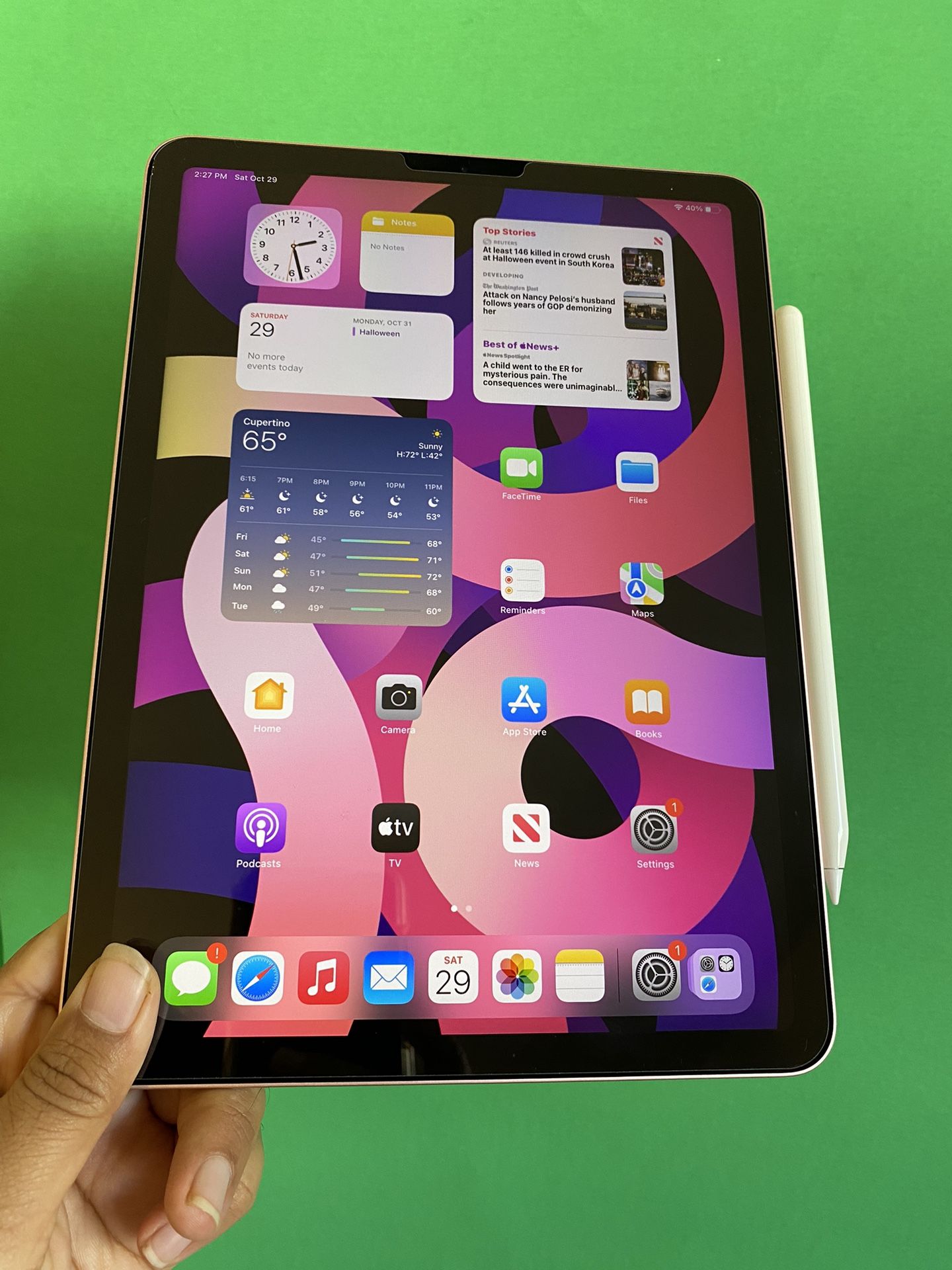 Apple IPad Air 4th Generation (10.9” Liquid Retina/ 2020 Model / RoseGold) 64GB with stylus pen & Accessories (warranty till 02/2023)