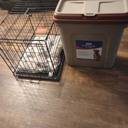 dog cage and food box