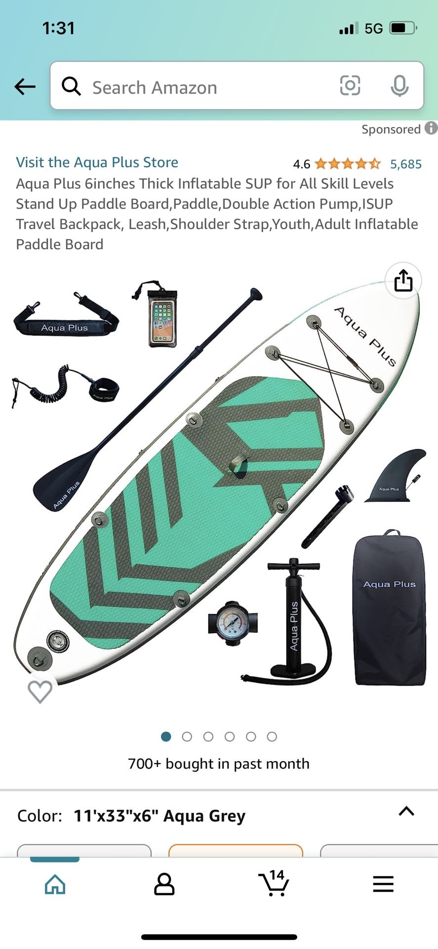 Aqua Plus 6inch Inflatable Paddle Board $120