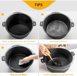 Velaze 10 QT Pre-Seasoned Cast Iron Camping Dutch Oven Pot with Lid