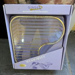 New Brass Finish Bathroom Splash Corner Basket 