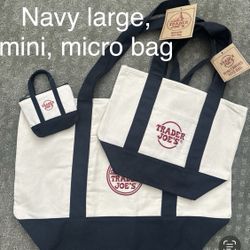 Trader Joe Navy Large Mini Micro Combo