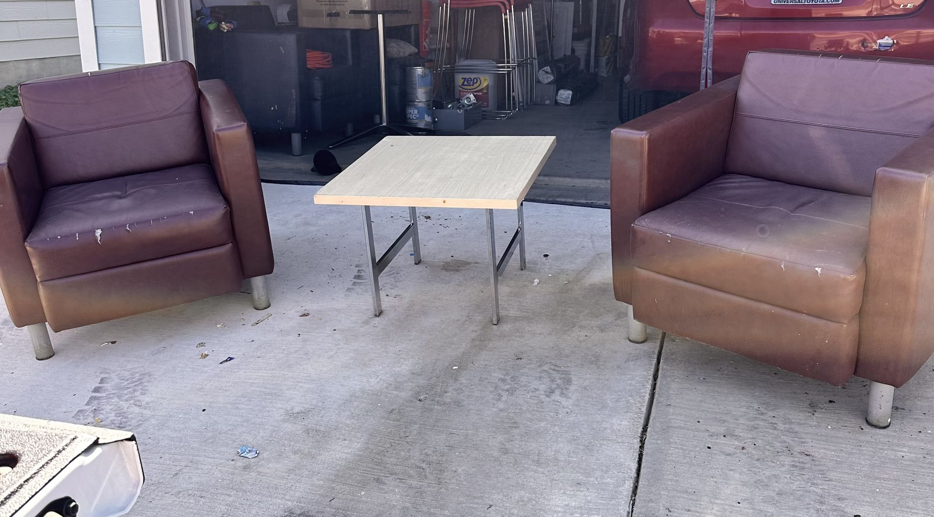 Set Of Two Cushion Chairs And Table
