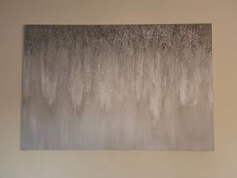 Silver and Grey Abstract Glitter Canvas Wall Art