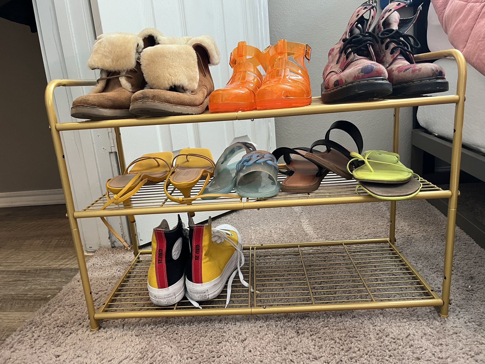 Three Tier Gold Shoe Rack